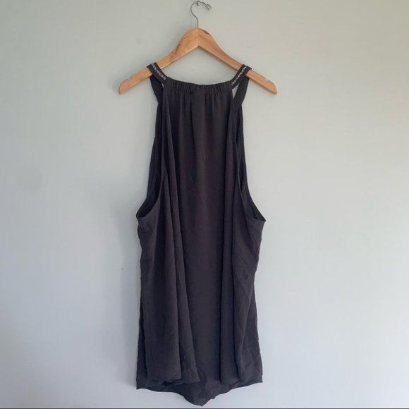 Torrid Sleeveless Blouse Size 5XL Grey Embellished Neck Crepe Halter  Tank Top - Picture 4 of 6